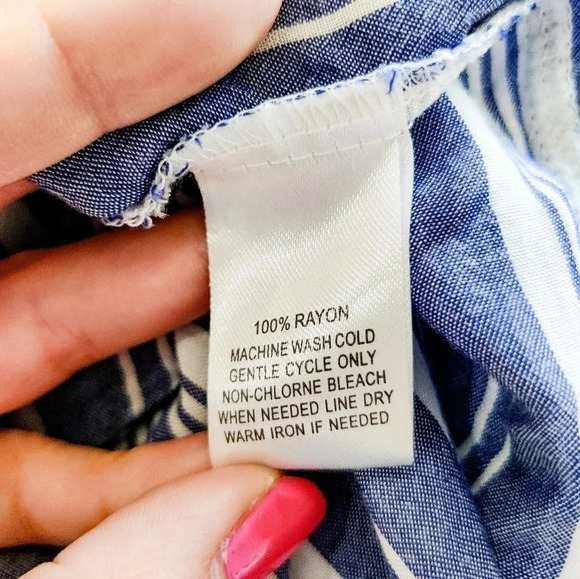 Heros & Dreamers Blue and White Striped Button Down Blouse. - Picture 6 of 10